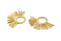 Gold Sun Charm, Gold Plated Brass Sunshine Charms, Pendants, Findings (43x30mm) N1146