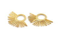 Gold Sun Charm, Gold Plated Brass Sunshine Charms, Pendants, Findings (43x30mm) N1146