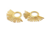Gold Sun Charm, Gold Plated Brass Sunshine Charms, Pendants, Findings (43x30mm) N1146