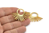 Gold Sun Charm, Gold Plated Brass Sunshine Charms, Pendants, Findings (43x30mm) N1146