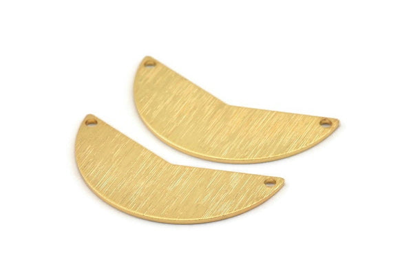 Gold Moon Charm, 2 Textured Gold Plated Brass Moon Charms With 2 Holes, Blanks (31x11x0.80mm) M200