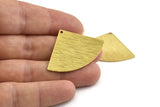 Brass Triangle Charm, 6 Textured Raw Brass Fan Charms With 1 Hole, Stamping Blanks, Findings (40x27x0.80mm) M297