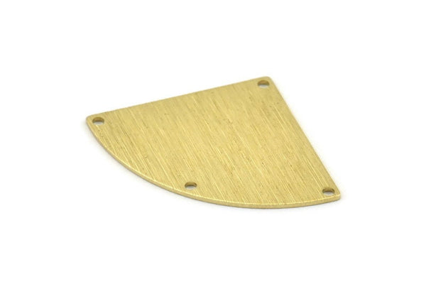 Brass Triangle Charm, 6 Textured Raw Brass Fan Charms With 4 Holes, Stamping Blanks, Findings (40x27x0.80mm) M298