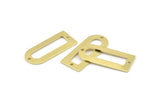D Shape Charm - 12 Raw Brass D Shape Connectors With 2 Holes, Pendants (30x13x0.80mm) M071