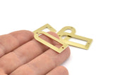 D Shape Charm - 12 Raw Brass D Shape Connectors With 2 Holes, Pendants (30x13x0.80mm) M071