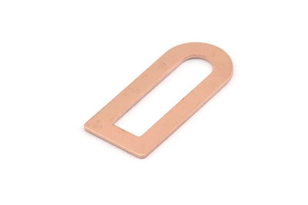 D Shape Charm - 12 Raw Copper D Shape Connectors, Blanks (30x13x0.80mm) M069