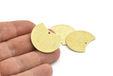 Brass Moon Charm, 6 Textured Raw Brass Moon Charms With 1 Hole, Stamping Blanks (28x21x0.80mm) M063