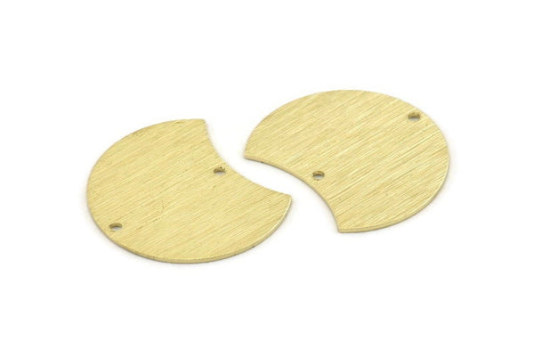 Brass Moon Charm, 6 Textured Raw Brass Moon Charms With 2 Holes, Stamping Blanks (28x21x0.80mm) M066