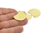 Brass Moon Charm, 6 Textured Raw Brass Moon Charms With 2 Holes, Stamping Blanks (28x21x0.80mm) M067