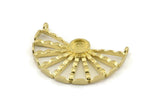 Brass Charm, Raw Brass, Pendant, With 2 Loops, Stone Setting - Pad Size 6mm (35x21mm) N1288