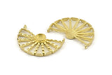 Brass Charm, Raw Brass, Pendant, With 2 Loops, Stone Setting - Pad Size 6mm (35x21mm) N1288