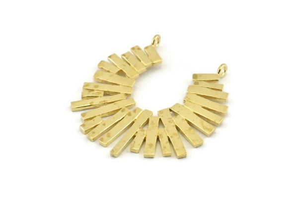 Brass Charm, Raw Brass, Brass Pendant, With 2 Loops, Findings (36x39x1.2mm) N1289