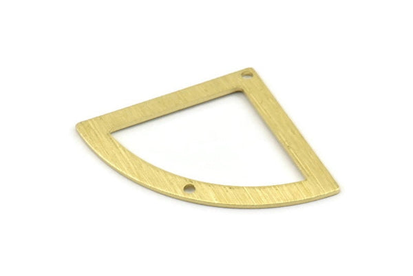 Brass Triangle Charm, 6 Textured Raw Brass Fan Charms With 2 Holes, Stamping Blanks, Findings (40x27x0.80mm) M326
