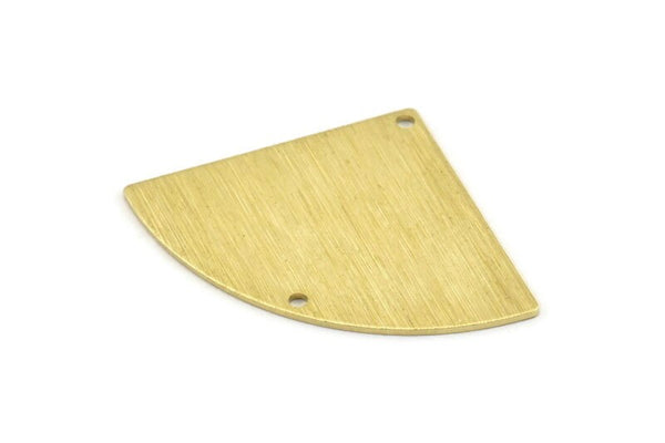 Brass Triangle Charm, 6 Textured Raw Brass Fan Charms With 2 Holes, Stamping Blanks, Findings (40x27x0.80mm) M321