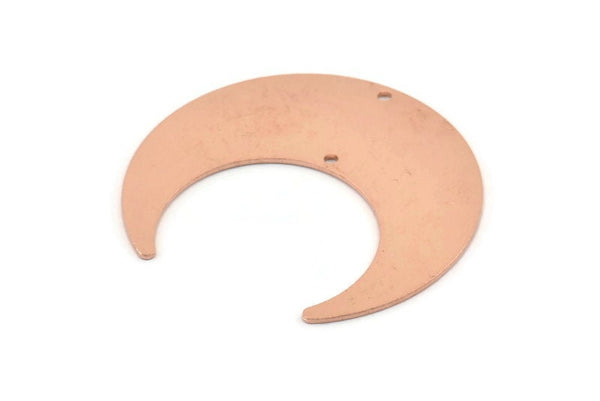 Bakır Ay Tılsımı, 2 Delikli 4 Ham Bakır Hilal Ay Tılsımı, Bağlantı Parçaları (42x16x0,80 mm) M310