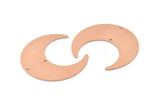 Copper Moon Charm, 4 Raw Copper Crescent Moon Charms With 2 Holes, Connectors (42x16x0.80mm) M310