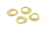 Brass Sun Charm, 4 Raw Brass Sunshine Charms, Pendants, Findings (22x20x1.5mm) N1292
