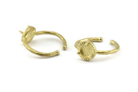 Brass Ring Settings, 10 Raw Brass Adjustable 3 Claw Ring - Ring Stone Setting - Pad Size 6mm N1299