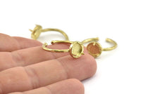 Brass Ring Settings, 10 Raw Brass Adjustable 3 Claw Ring - Ring Stone Setting - Pad Size 6mm N1299