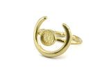Brass Ring Settings, Raw Brass Adjustable Ring - Ring Stone Setting - Pad Size 6mm N1301