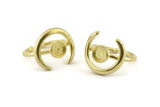 Brass Ring Settings, 3 Raw Brass Adjustable Ring - Ring Stone Setting - Pad Size 6mm N1301