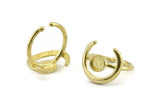 Brass Ring Settings, 3 Raw Brass Adjustable Ring - Ring Stone Setting - Pad Size 6mm N1301