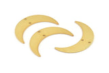 Gold Moon Charm, 2 Gold Plated Brass Crescent Moon Charms With 2 Holes, Connectors (35x9x0.80mm) M171