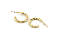 Gold Earring Wires, 2 Gold Plated Brass Earring Studs (16x2mm) N1253 H1137