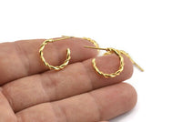 Gold Earring Wires, 2 Gold Plated Brass Earring Studs (16x2mm) N1253 H1137