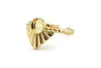 Gold Ring Settings, Gold Plated Brass Drop Ring With 1 Stone Setting - Pad Size 6mm N1112