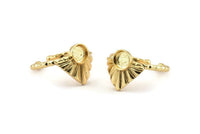 Gold Ring Settings, Gold Plated Brass Drop Ring With 1 Stone Setting - Pad Size 6mm N1112