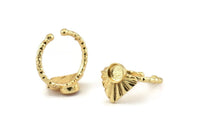 Gold Ring Settings, Gold Plated Brass Drop Ring With 1 Stone Setting - Pad Size 6mm N1112