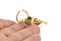 Gold Ring Settings, Gold Plated Brass Drop Ring With 1 Stone Setting - Pad Size 6mm N1112