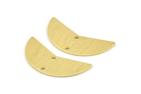 Gold Moon Charm, 2 Textured Gold Plated Brass Moon Charms With 2 Holes, Blanks (31x11x0.80mm) M202 H1479