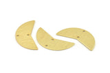 Gold Moon Charm, 2 Textured Gold Plated Brass Moon Charms With 2 Holes, Blanks (31x11x0.80mm) M202 H1479