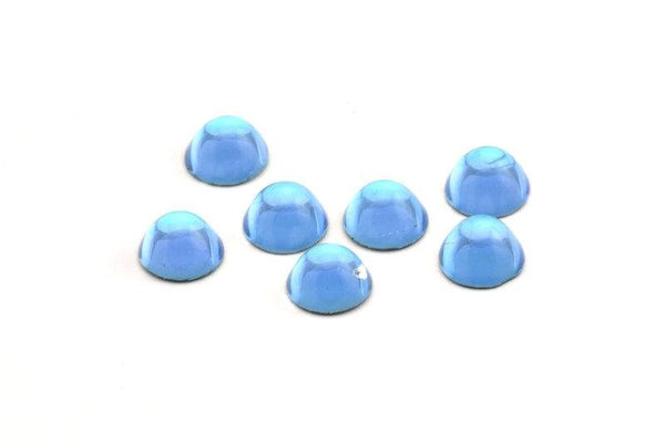 Mavi Cam Kabaşon, 12 Mavi Cam Daire Boncuk (8x5mm)
