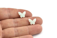 Opal Butterfly Beads, Synthetic White Opal Beads, Tiny Butterfly Bead, Butterfly Charm, Exotic Beads (11x10mm) F068
