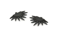 Black Sun Charm, 2 Oxidized Black Brass Sunshine Charms With 1 Loop, Pendants, Earrings (29x22x1.5mm) N1050