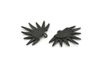 Black Sun Charm, 2 Oxidized Black Brass Sunshine Charms With 1 Loop, Pendants, Earrings (29x22x1.5mm) N1050