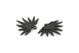Black Sun Charm, 2 Oxidized Black Brass Sunshine Charms With 1 Loop, Pendants, Earrings (29x22x1.5mm) N1050