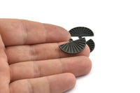 Semi Circle Charm, 4 Oxidized Black Brass Half Moon Charms With 1 Loop, Findings, Pendants (22x14x1.2mm) N1091 H1676