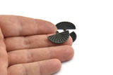 Semi Circle Charm, 4 Oxidized Black Brass Half Moon Charms With 1 Loop, Findings, Pendants (22x14x1.2mm) N1091 H1676