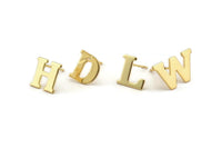 Stud Letter Earring, 6 Gold Plated Brass Letter Alphabets, Uppercase, Letter Initial Blank For Personalized Earrings, Customize Letters