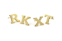 Stud Letter Earring, 6 Gold Plated Brass Letter Alphabets, Uppercase, Letter Initial Blank For Personalized Earrings, Customize Letters
