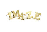 Stud Letter Earring, 6 Gold Plated Brass Letter Alphabets, Uppercase, Letter Initial Blank For Personalized Earrings, Customize Letters