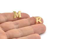 Stud Letter Earring, 6 Gold Plated Brass Letter Alphabets, Uppercase, Letter Initial Blank For Personalized Earrings, Customize Letters