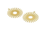 Brass Sun Charm, 12 Raw Brass Sunshine Pendants With 1 Loop, Findings (33x30x0.50mm) A1517