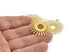 Brass Sun Charm, 12 Raw Brass Sunshine Pendants With 1 Loop, Findings (33x30x0.50mm) A1517