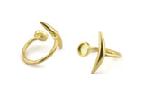 Brass Ring Settings, Raw Brass Moon And Planet Ring With 1 Stone Setting - Pad Size 6mm N1283