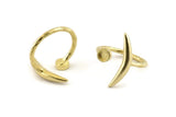 Brass Ring Settings, Raw Brass Moon And Planet Ring With 1 Stone Setting - Pad Size 4mm N1285